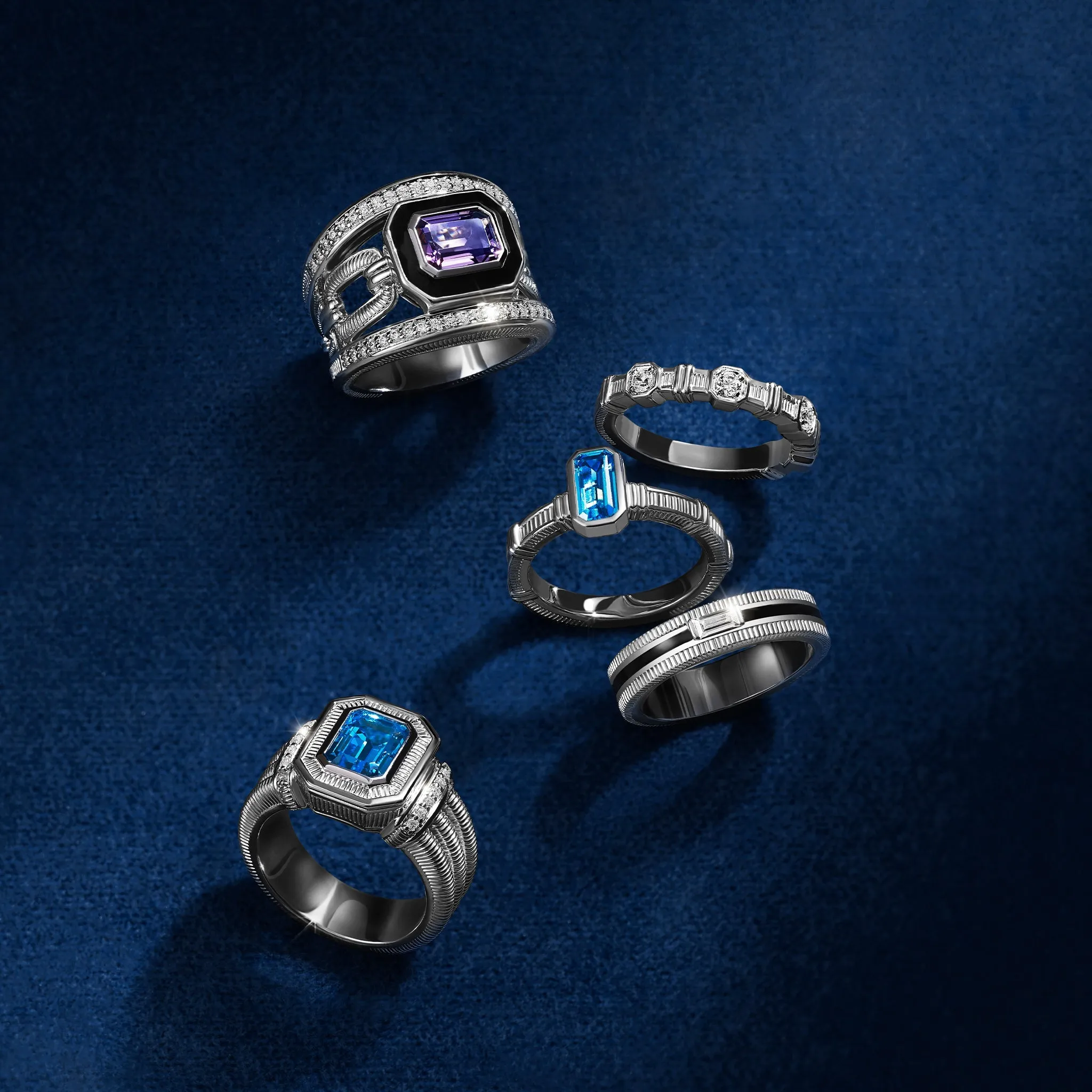 Adrienne Ring with Swiss Blue Topaz and Diamonds