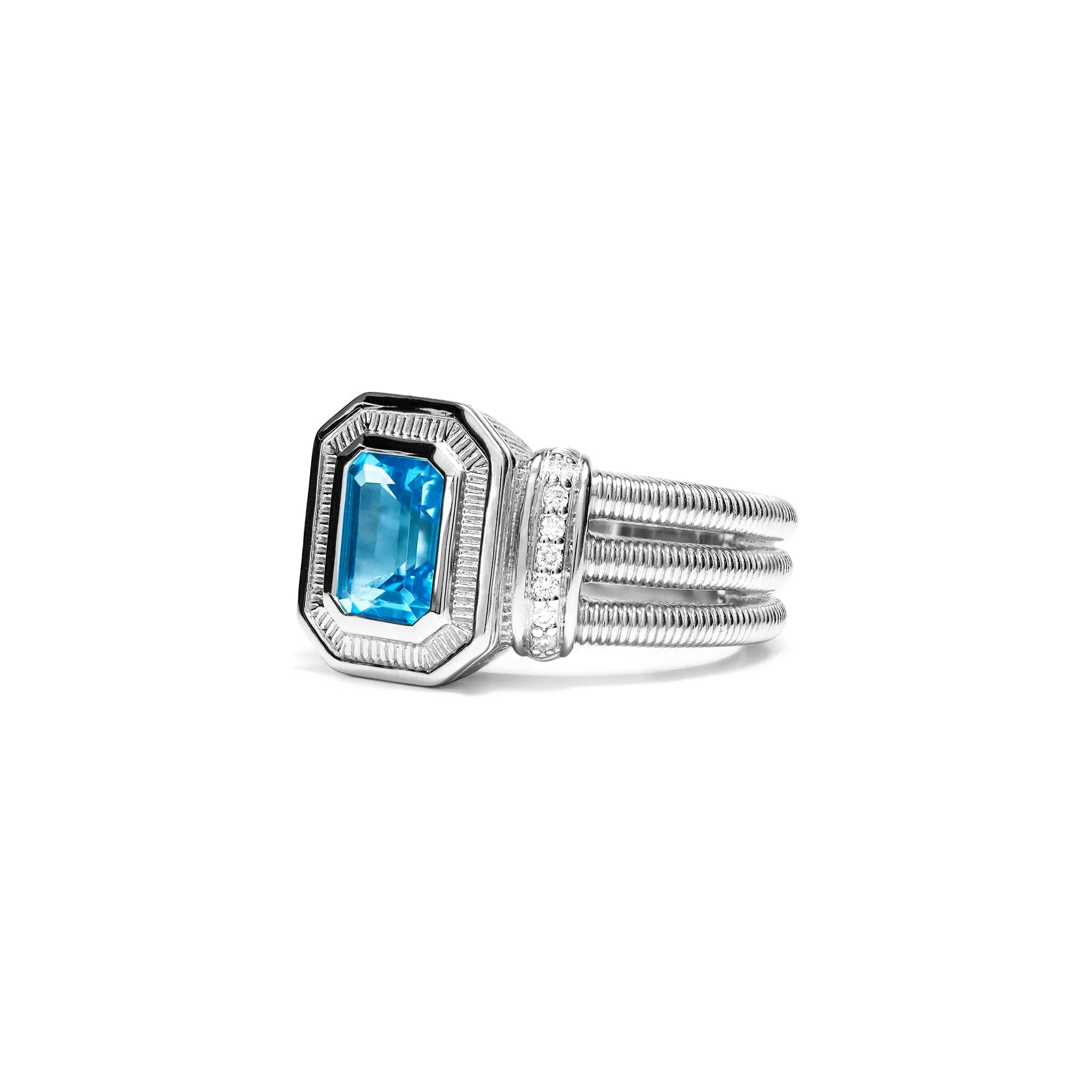 Adrienne Ring with Swiss Blue Topaz and Diamonds