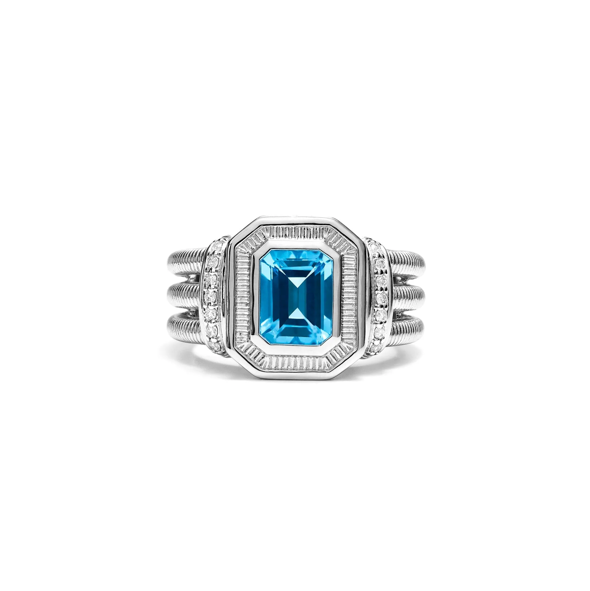 Adrienne Ring with Swiss Blue Topaz and Diamonds