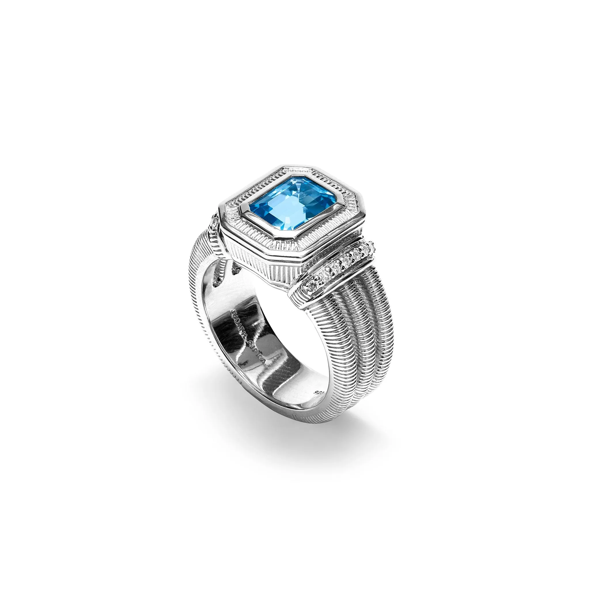 Adrienne Ring with Swiss Blue Topaz and Diamonds