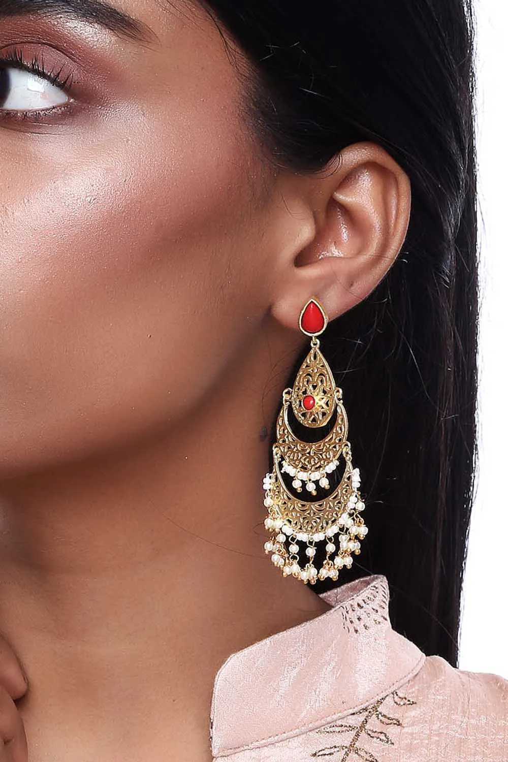 Alloy Large Dangle Earrings in Gold