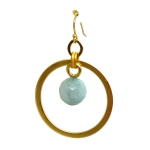 Amazonite Jade Matte Gold Hoop Earrings