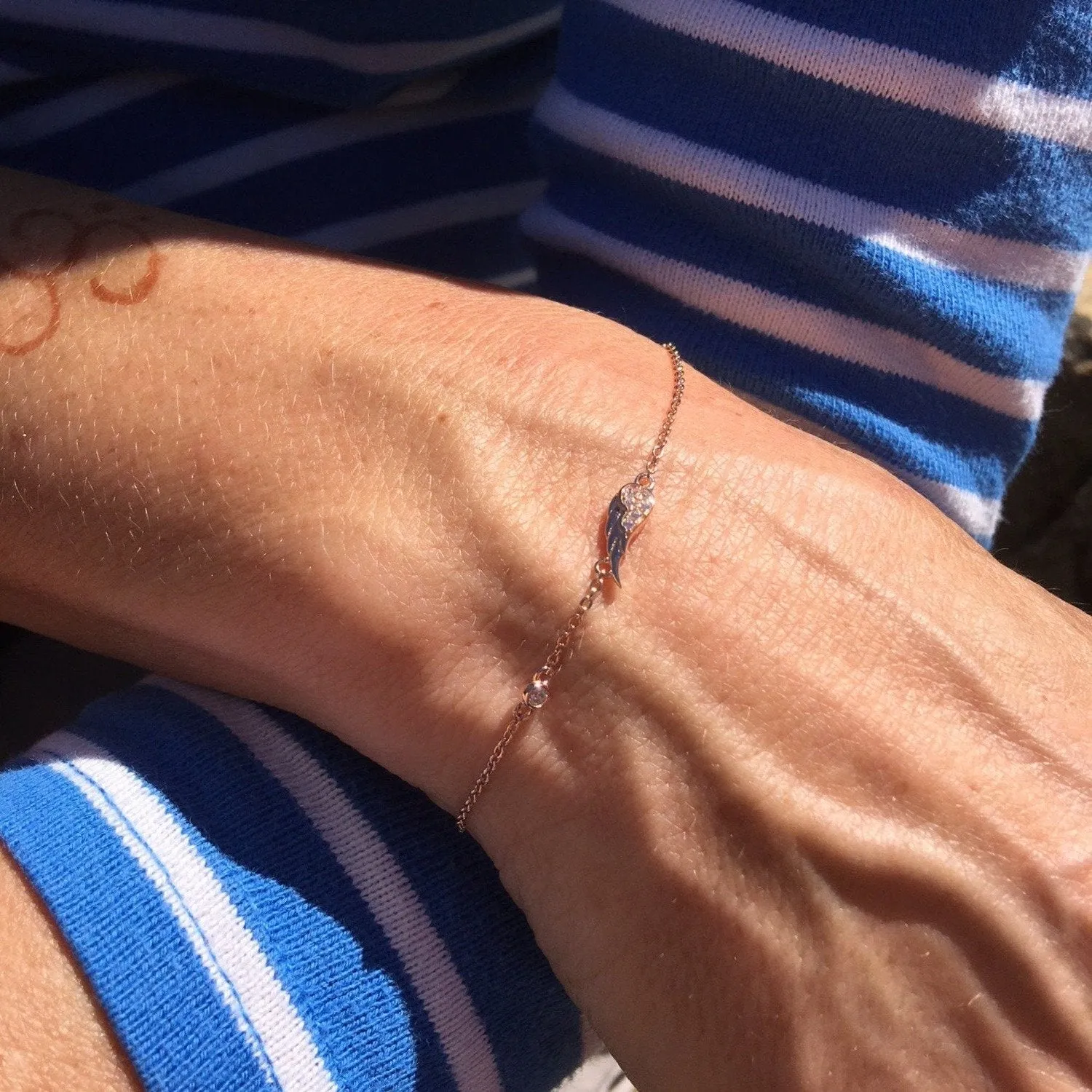 Angel Wing Pave Sterling Silver Bracelet