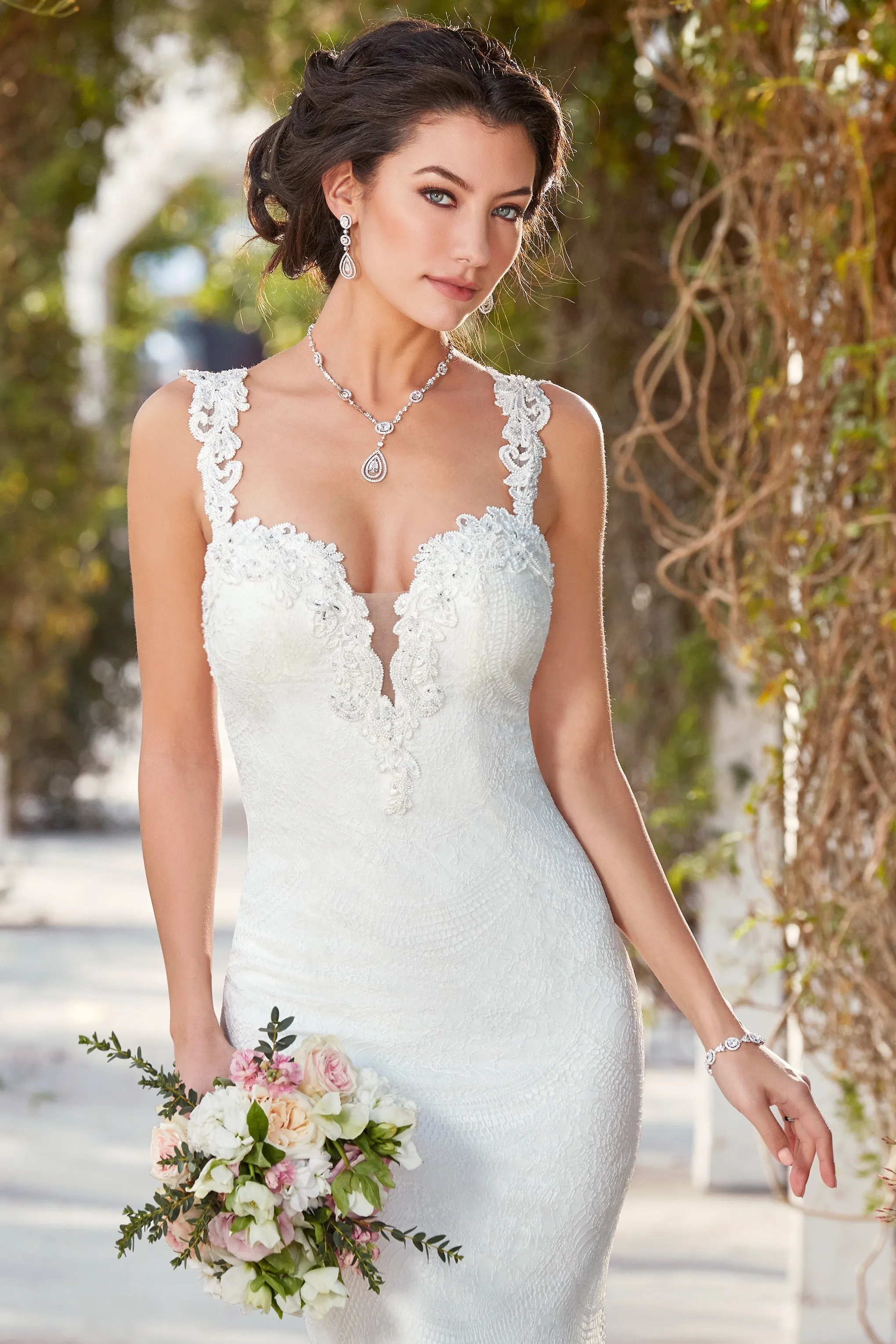 Ansley Bridal Necklace and Stud Earring and Bracelet Set