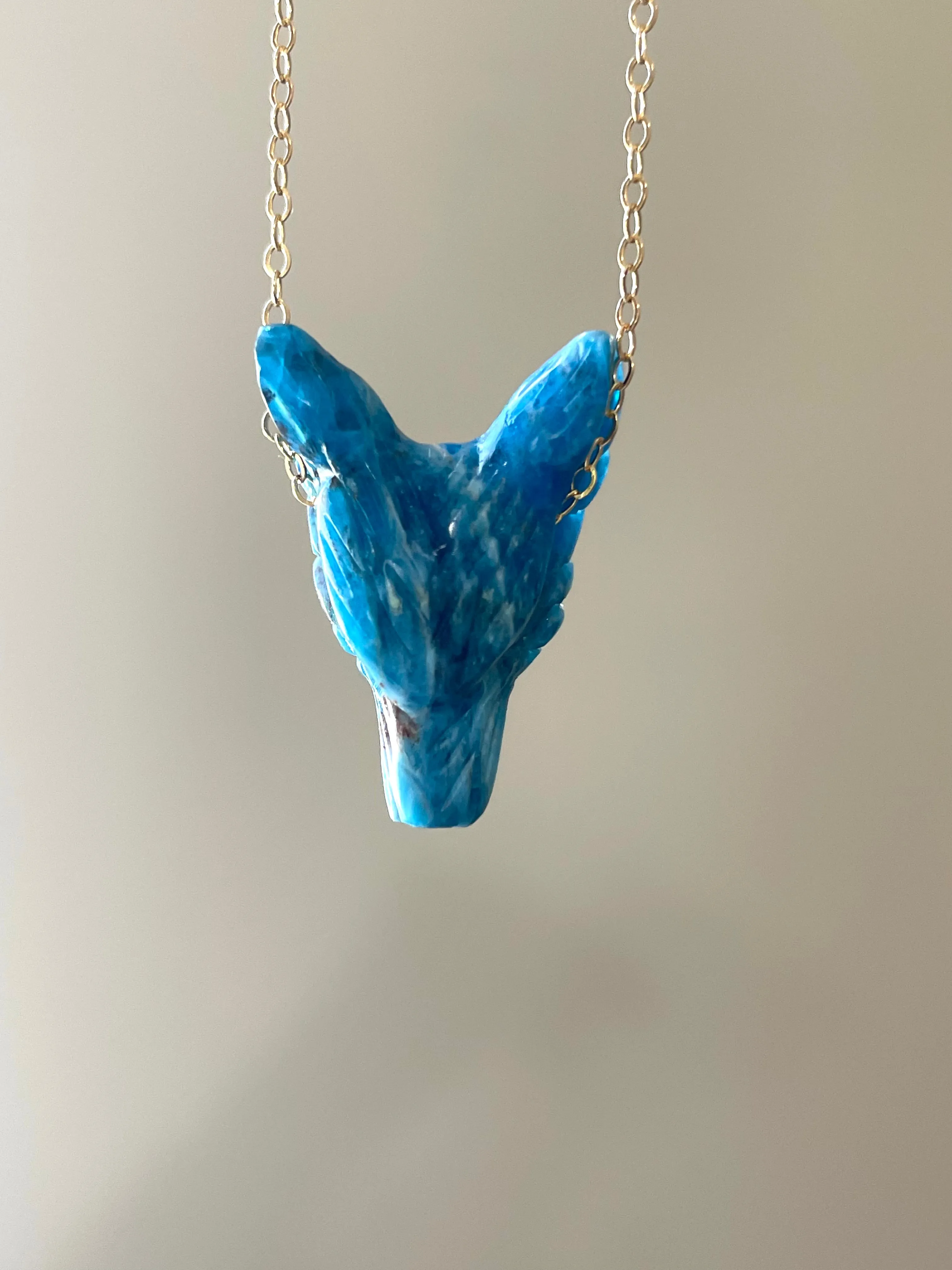 Apatite Wolf Head Necklace