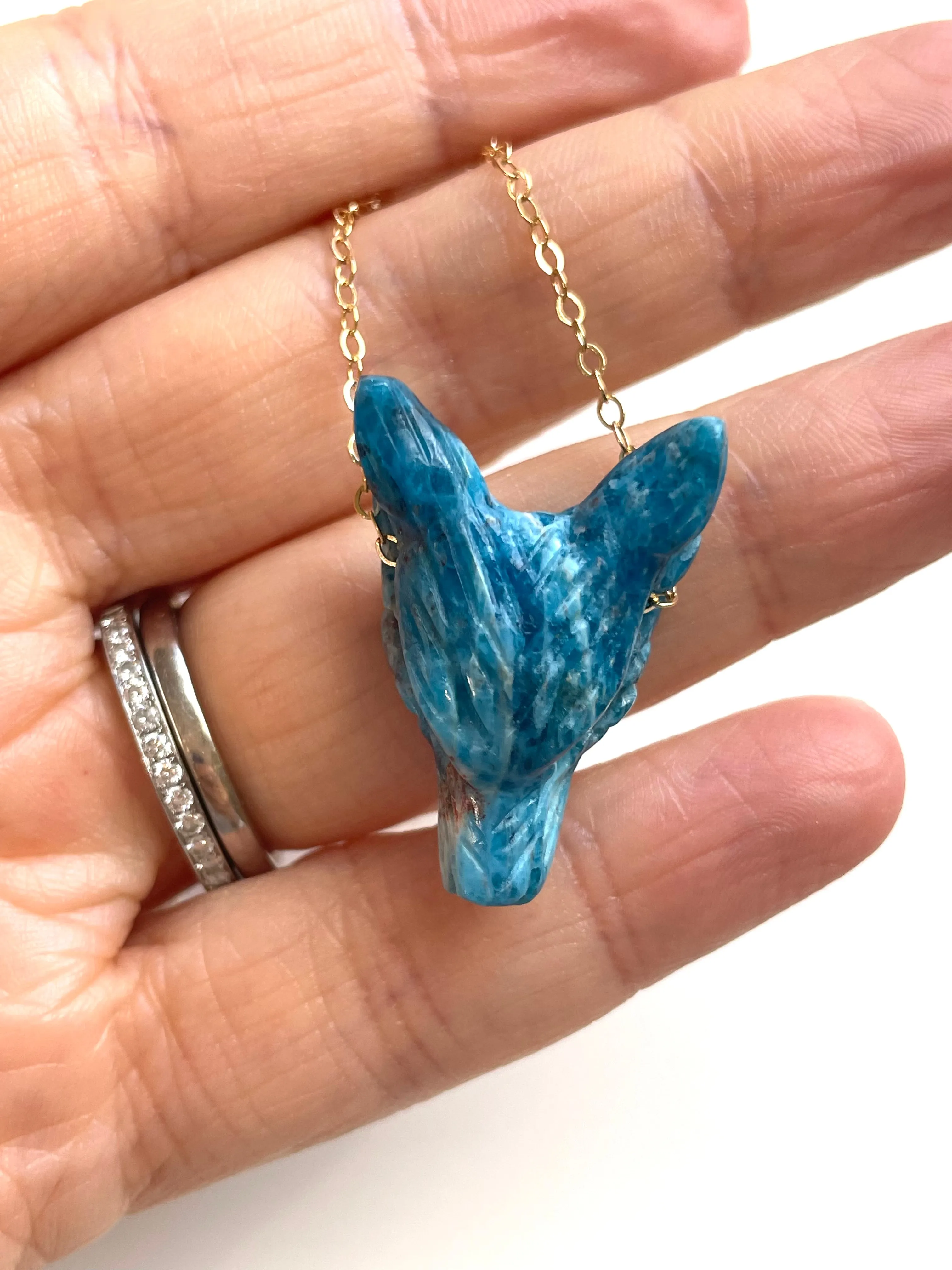 Apatite Wolf Head Necklace