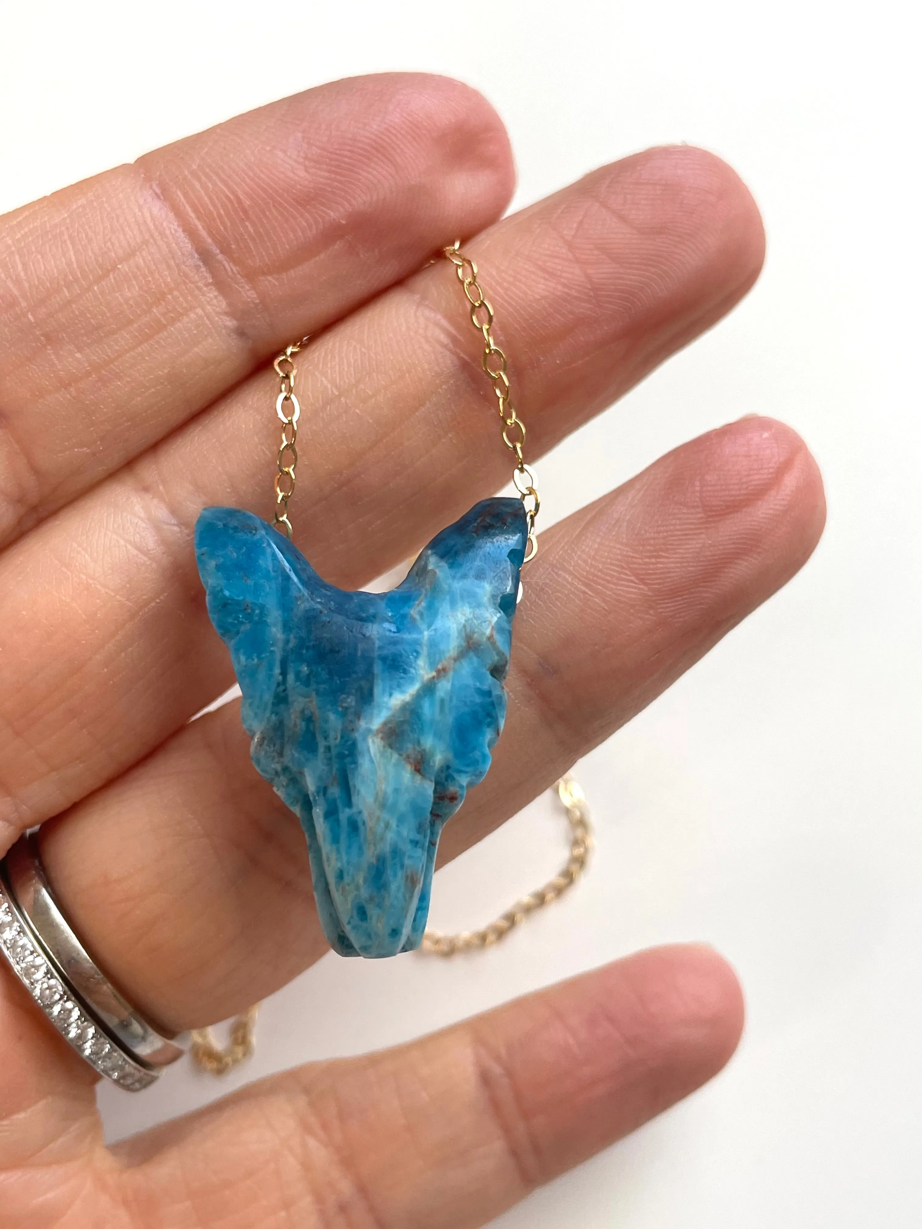 Apatite Wolf Head Necklace
