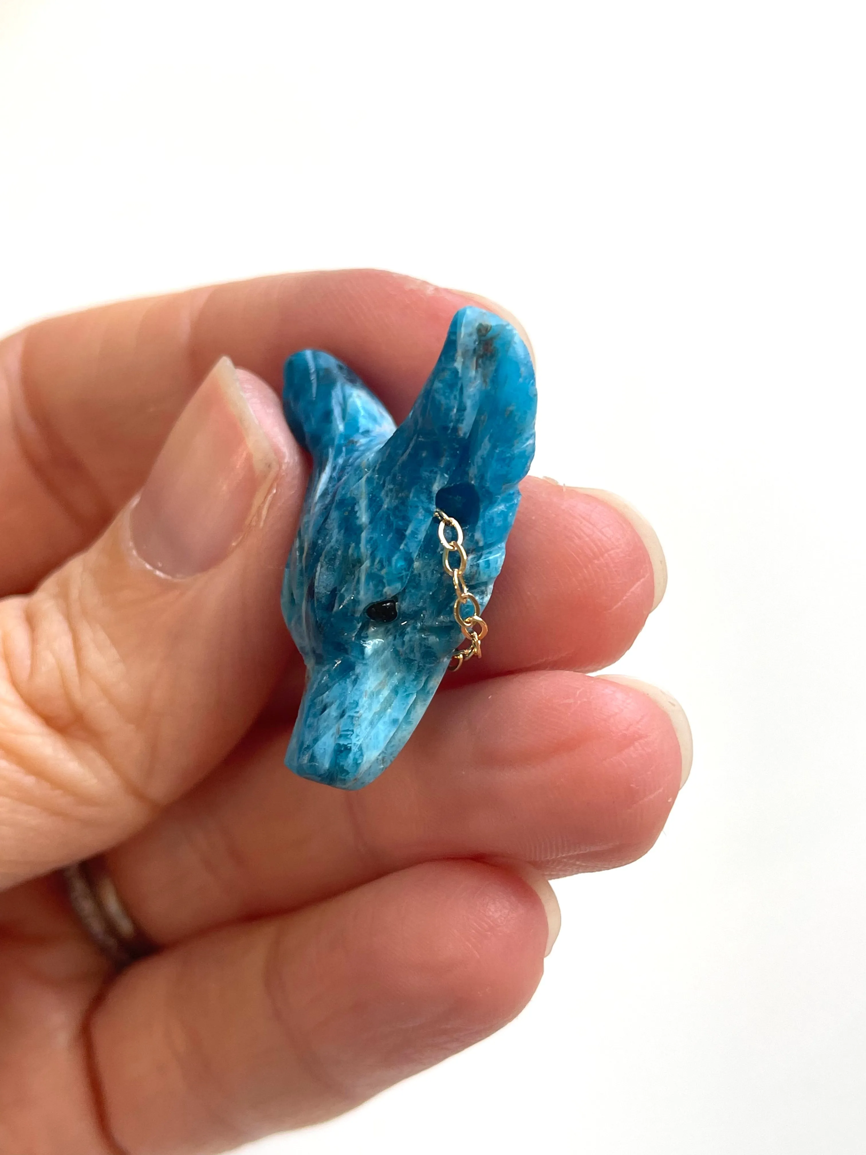 Apatite Wolf Head Necklace