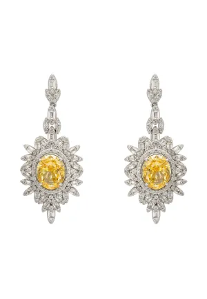 Arabesque Splendor Drop Earrings Yellow Topaz Silver
