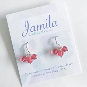 Aya Cluster Earrings - Coral
