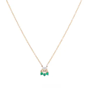 Baguette Emerald Lace Necklace