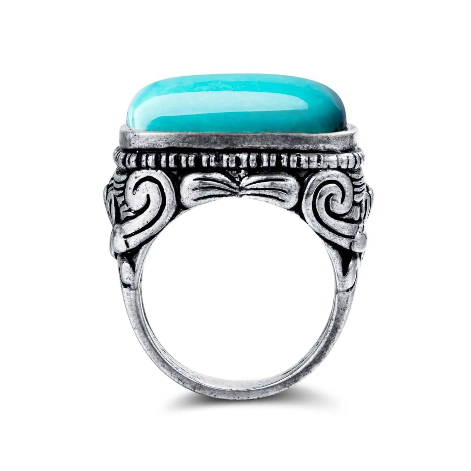 Baikalla™ "Turquoise filigree" Sterling Silver Genuine Well Persian Blue Arizona Turquoise Ring
