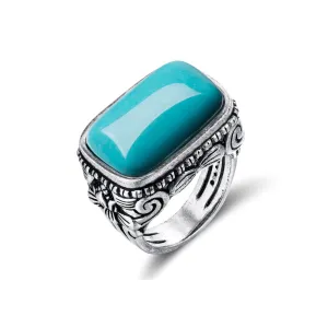 Baikalla™ "Turquoise filigree" Sterling Silver Genuine Well Persian Blue Arizona Turquoise Ring