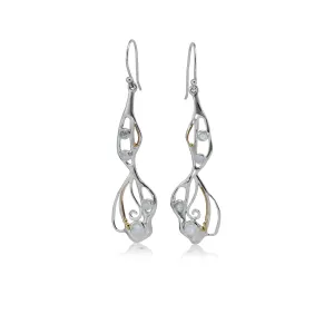 Banyan Cabochon Rainbow Moonstone Organic Flow Statement Earrings