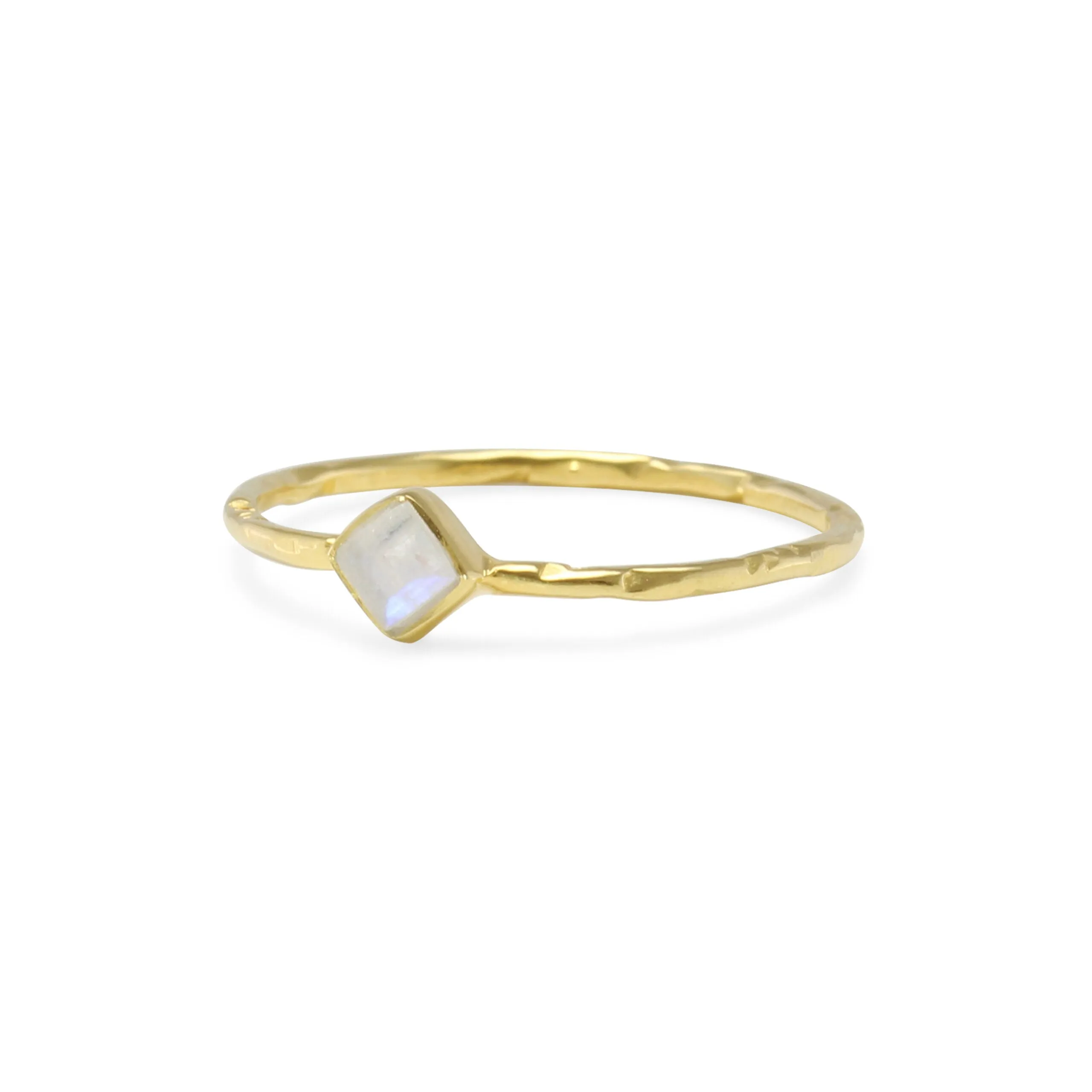 Banyan Dainty 18kt Gold Square Rainbow Moonstone Ring