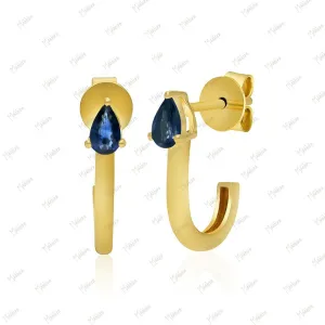 Blue Sapphire Stud Earrings 17mm