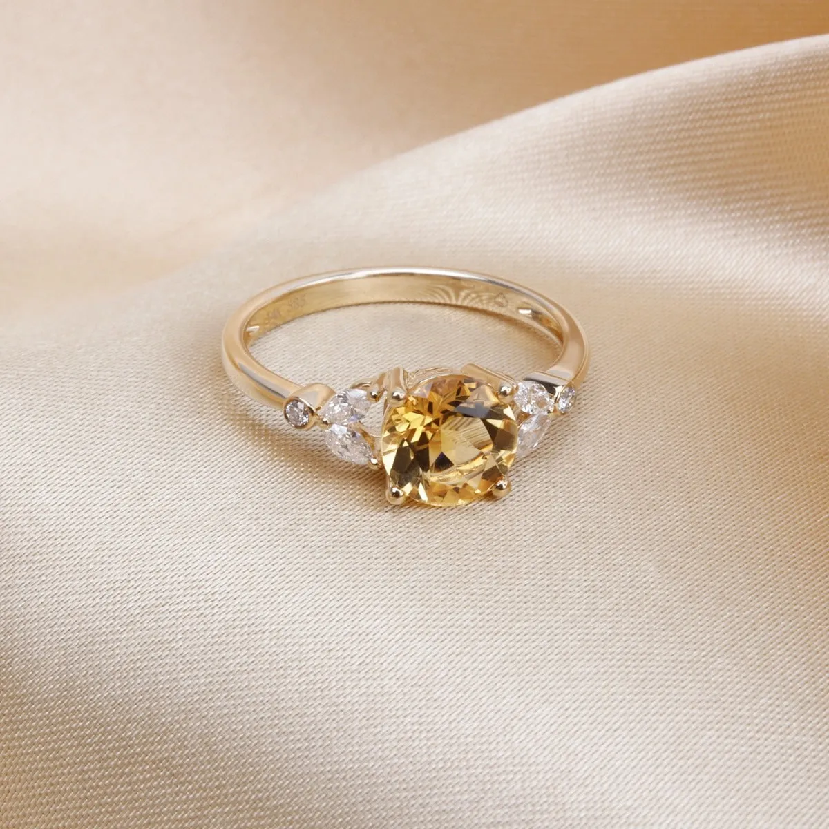 Blue Topaz & Diamond Floral 14K White Gold Ring