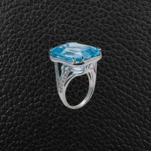 Blue Topaz & Diamond Ring