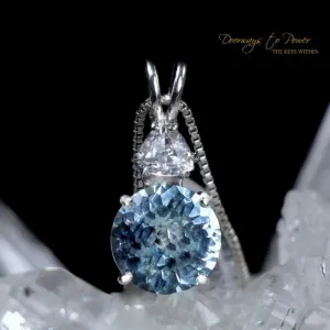 Blue Topaz Mini Radiant Heart Pendant with Phenacite