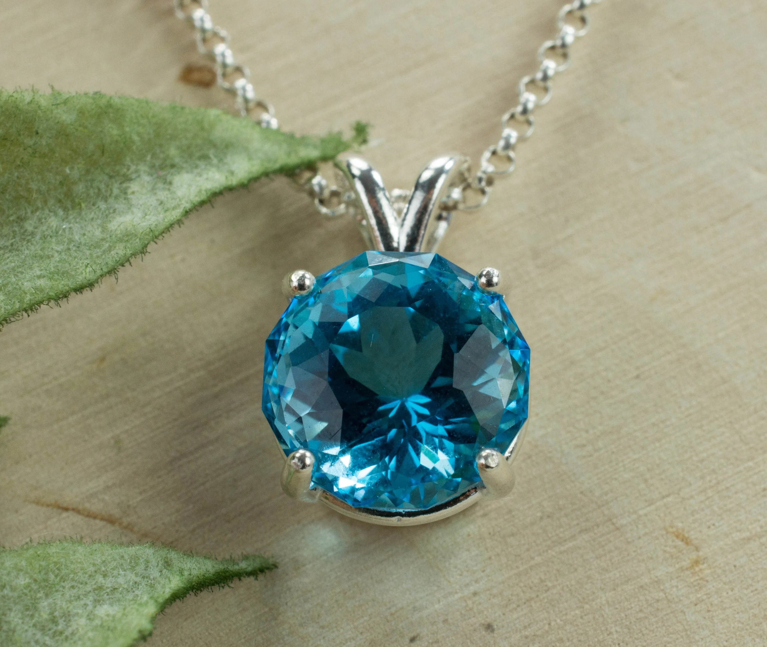 Blue Topaz Sterling Silver Pendant; Genuine Brazilian Topaz; Topaz Pendant; 6.285cts