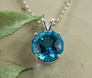 Blue Topaz Sterling Silver Pendant; Genuine Brazilian Topaz; Topaz Pendant; 6.285cts