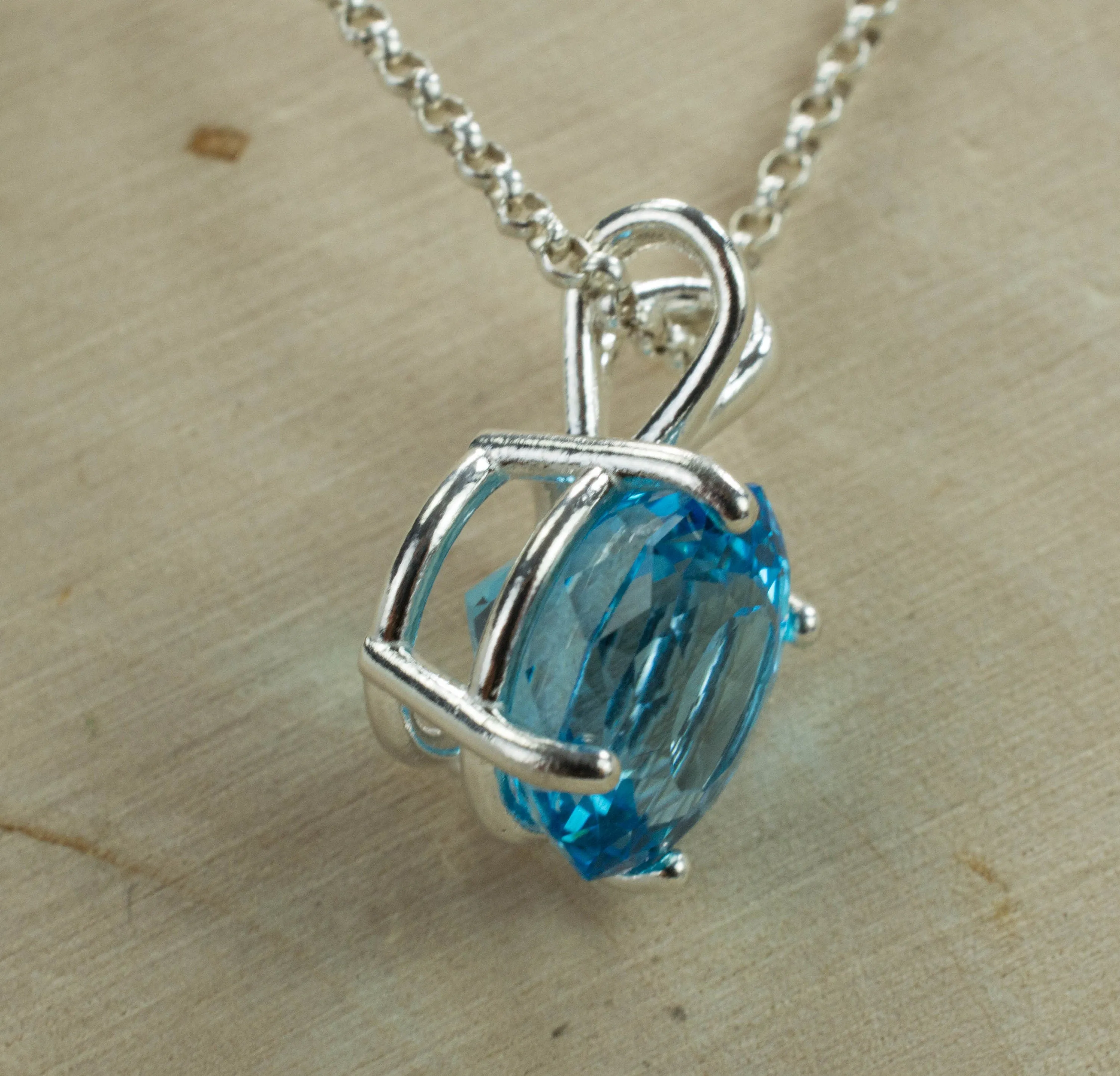 Blue Topaz Sterling Silver Pendant; Genuine Brazilian Topaz; Topaz Pendant; 6.285cts