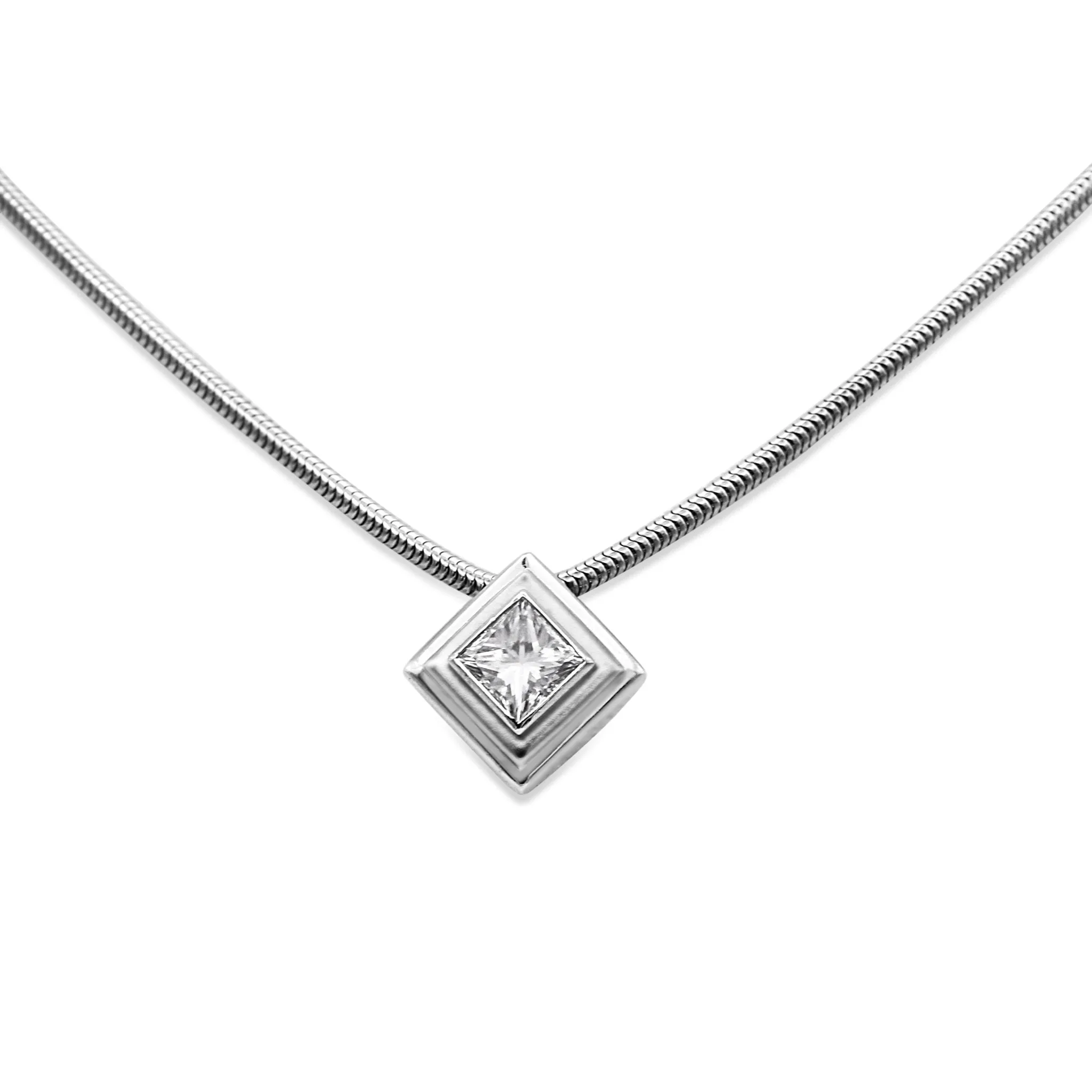 Boodles Princess Cut Diamond Pendant 16" Necklace - Platinum