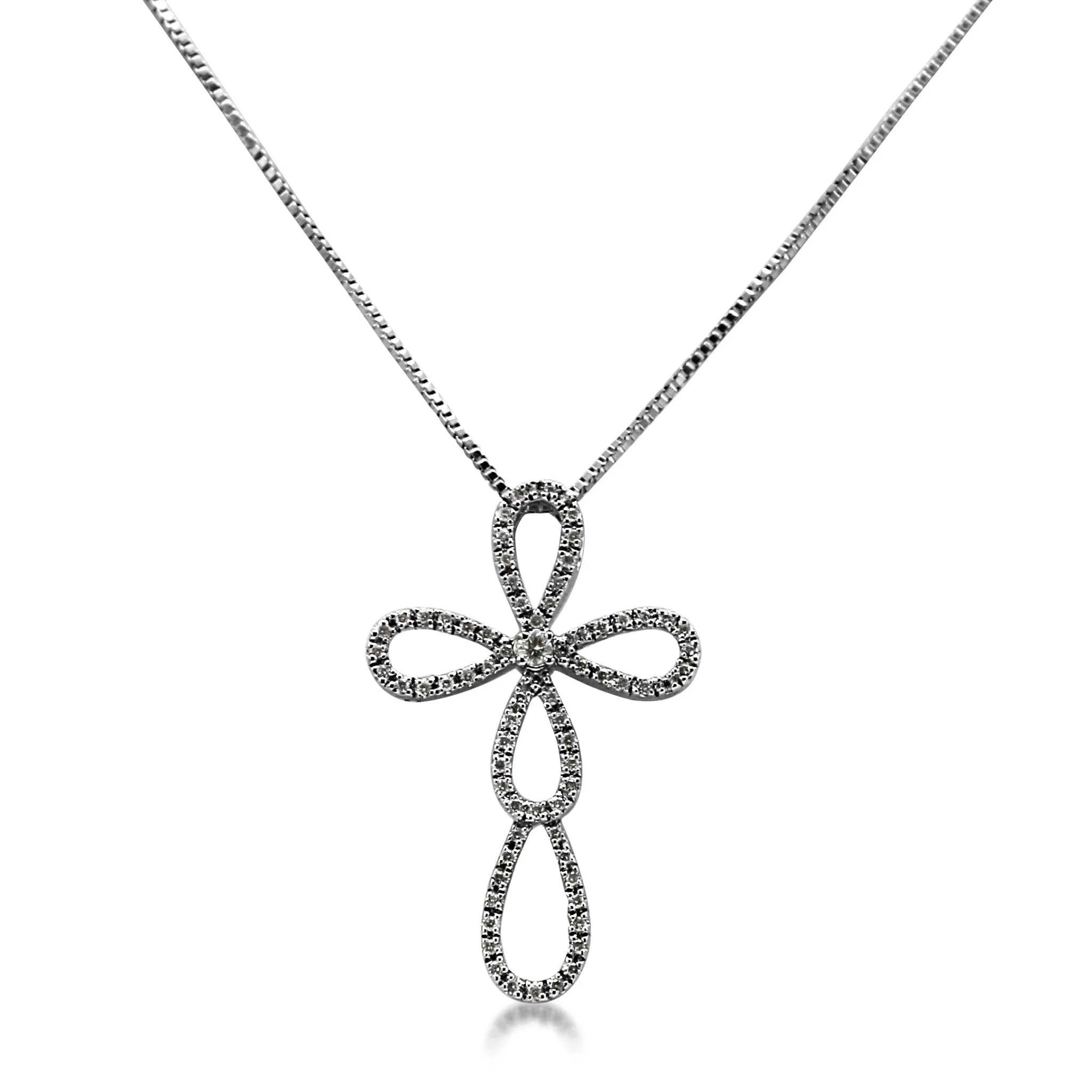 Brilliant Cut Diamond Open Cross Pendant On 18ct Necklace