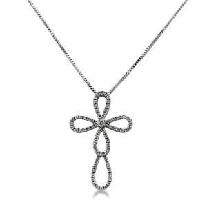 Brilliant Cut Diamond Open Cross Pendant On 18ct Necklace