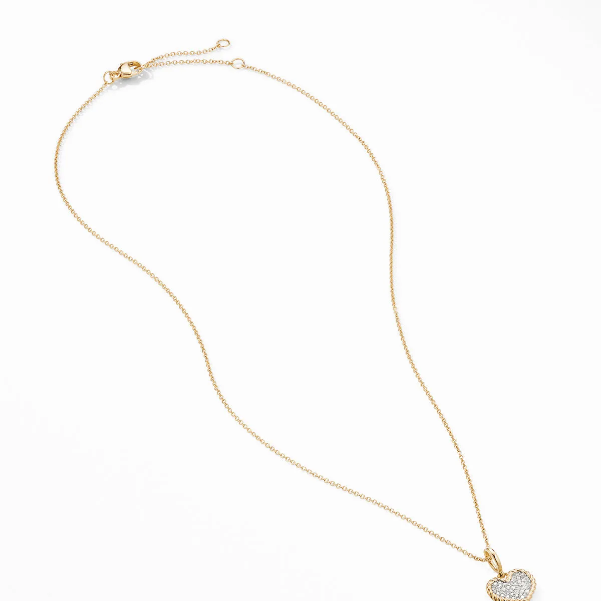 Cable Collectibles Pave Plate Heart Charm Necklace in 18K Yellow Gold