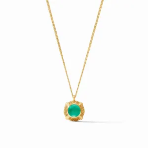 Cabochon Solitaire Necklace-Iridescent Emerald