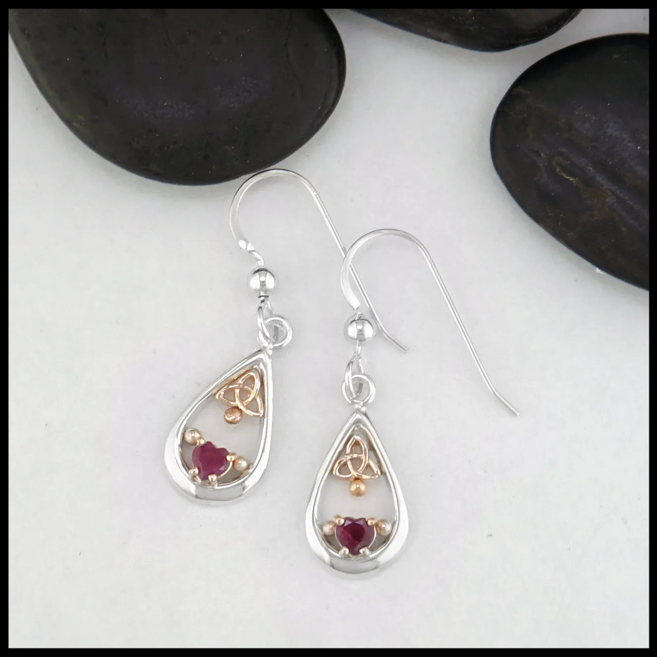 Celtic Knot Ruby Earrings