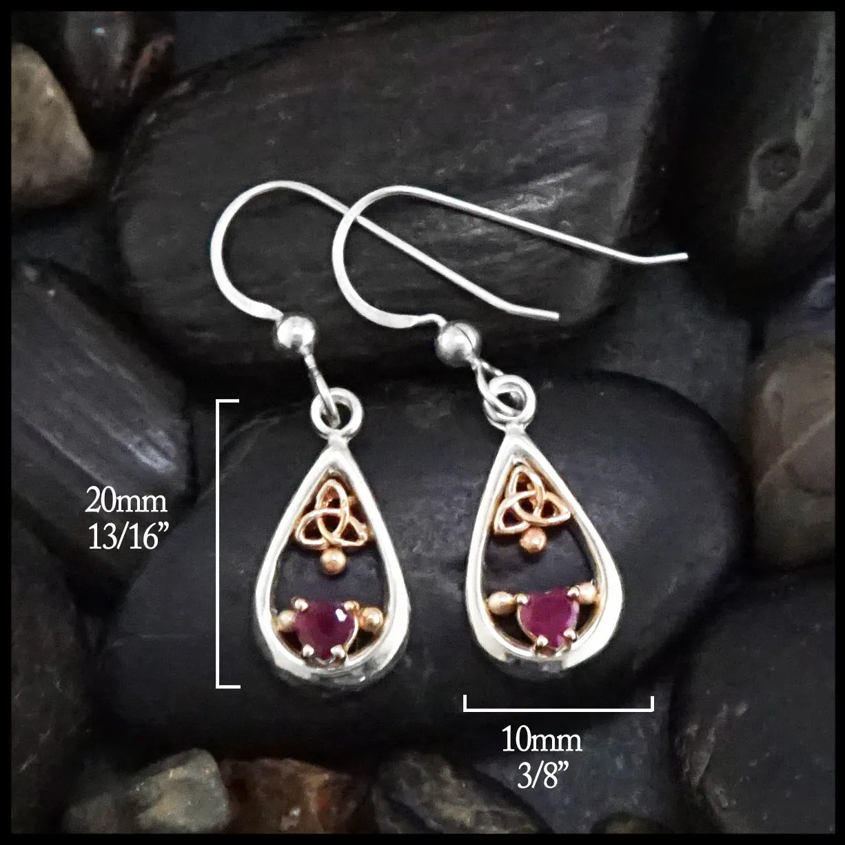 Celtic Knot Ruby Earrings