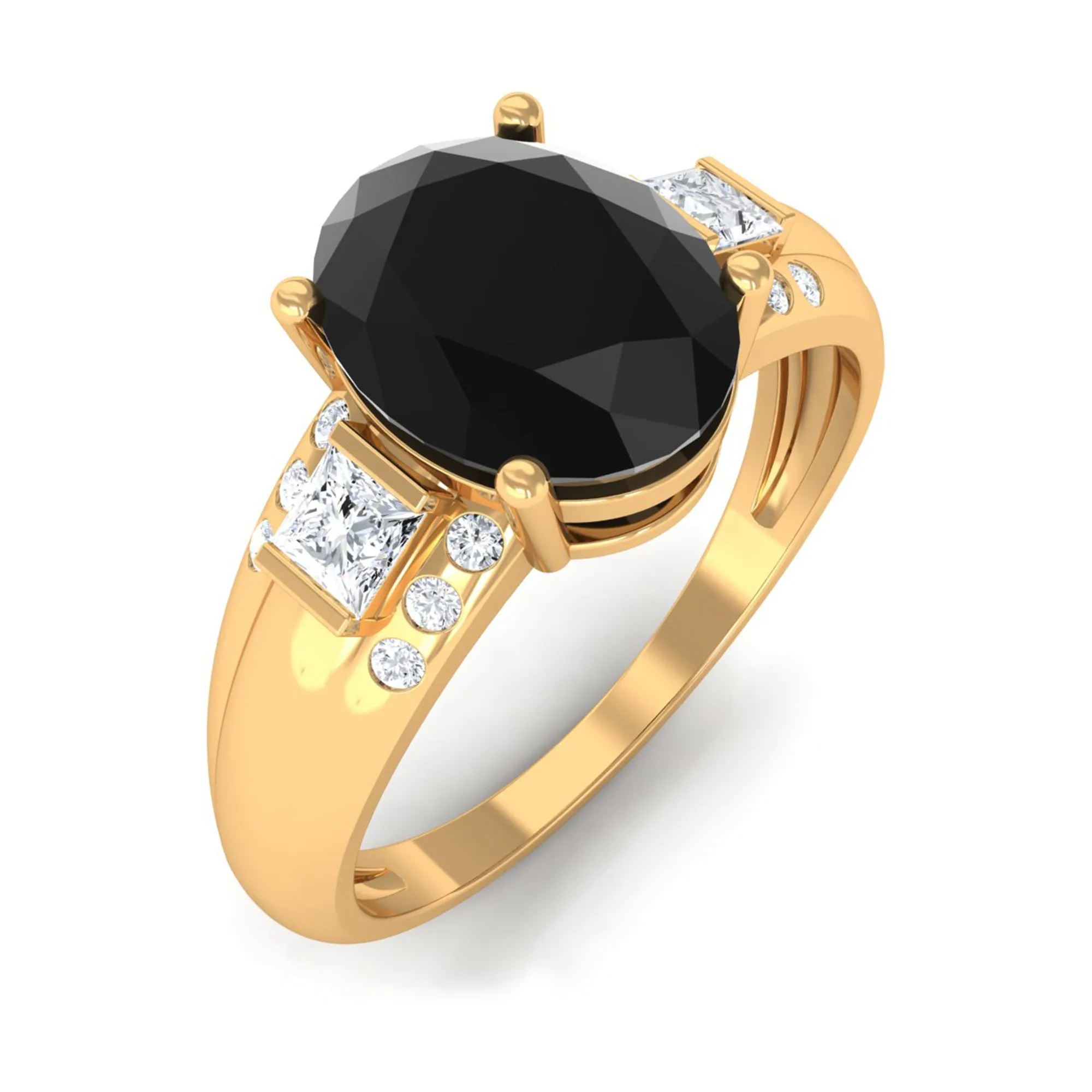 Certified Lab Grown Black Diamond Oval Engagement Ring with Diamond