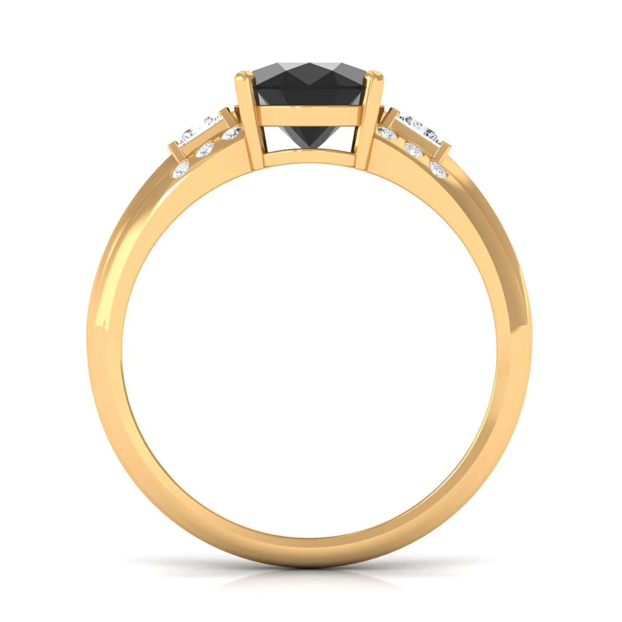 Certified Lab Grown Black Diamond Oval Engagement Ring with Diamond