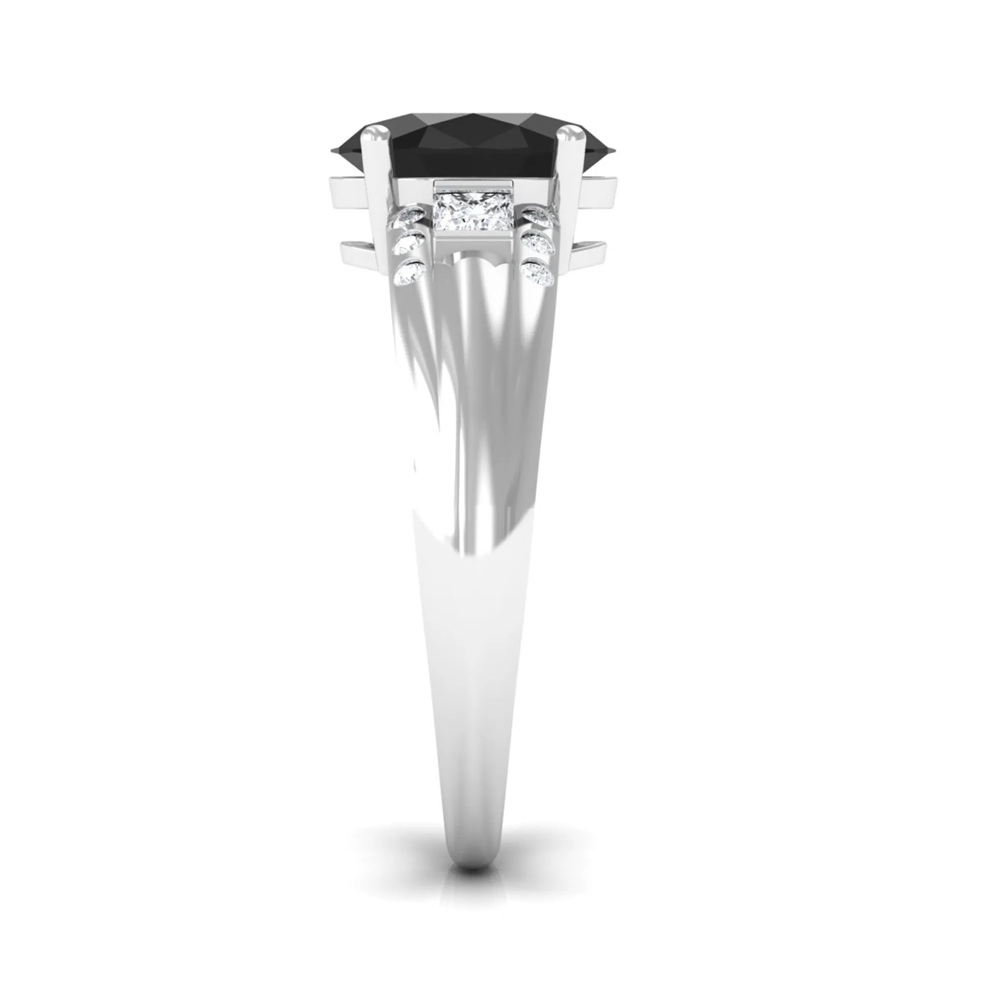 Certified Lab Grown Black Diamond Oval Engagement Ring with Diamond