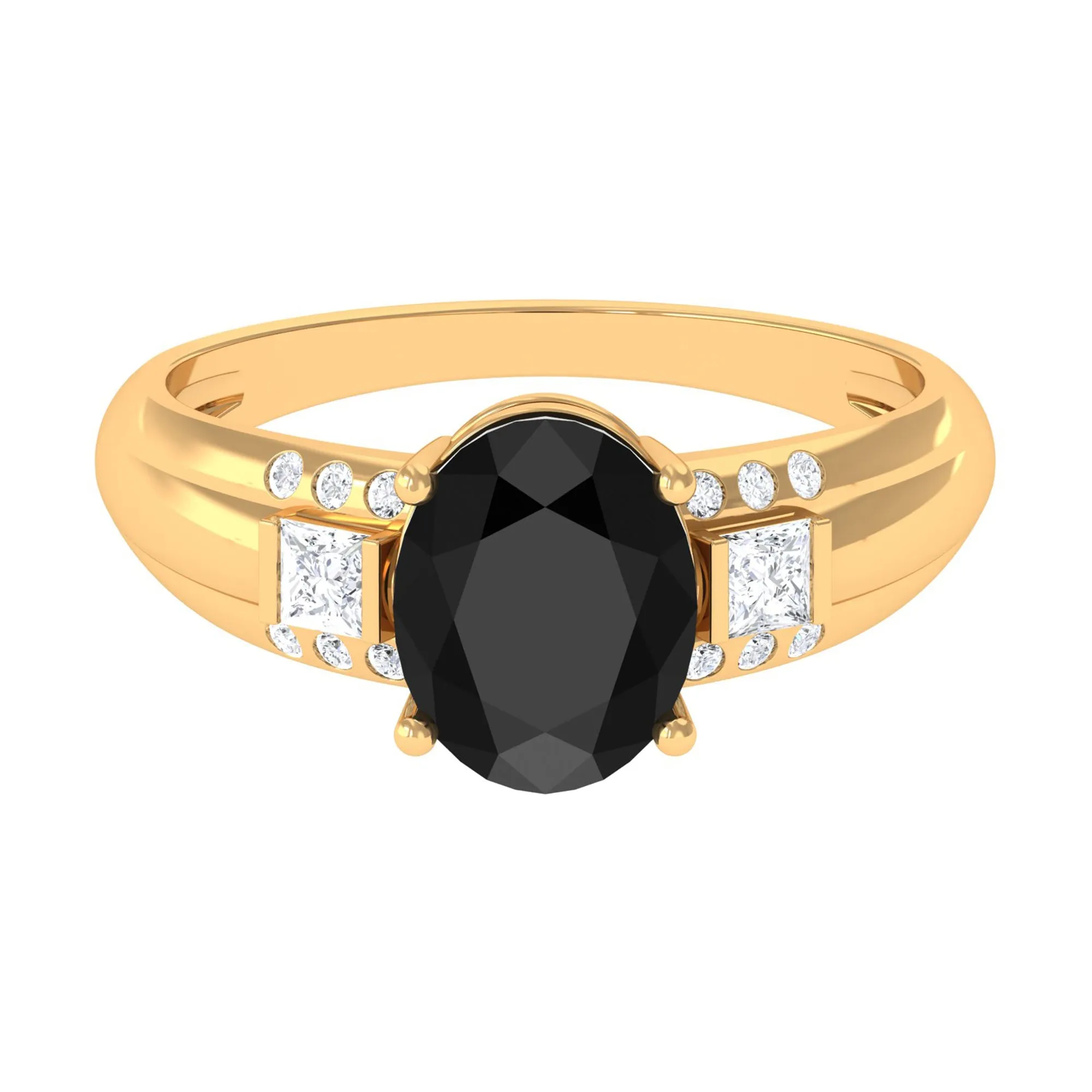 Certified Lab Grown Black Diamond Oval Engagement Ring with Diamond