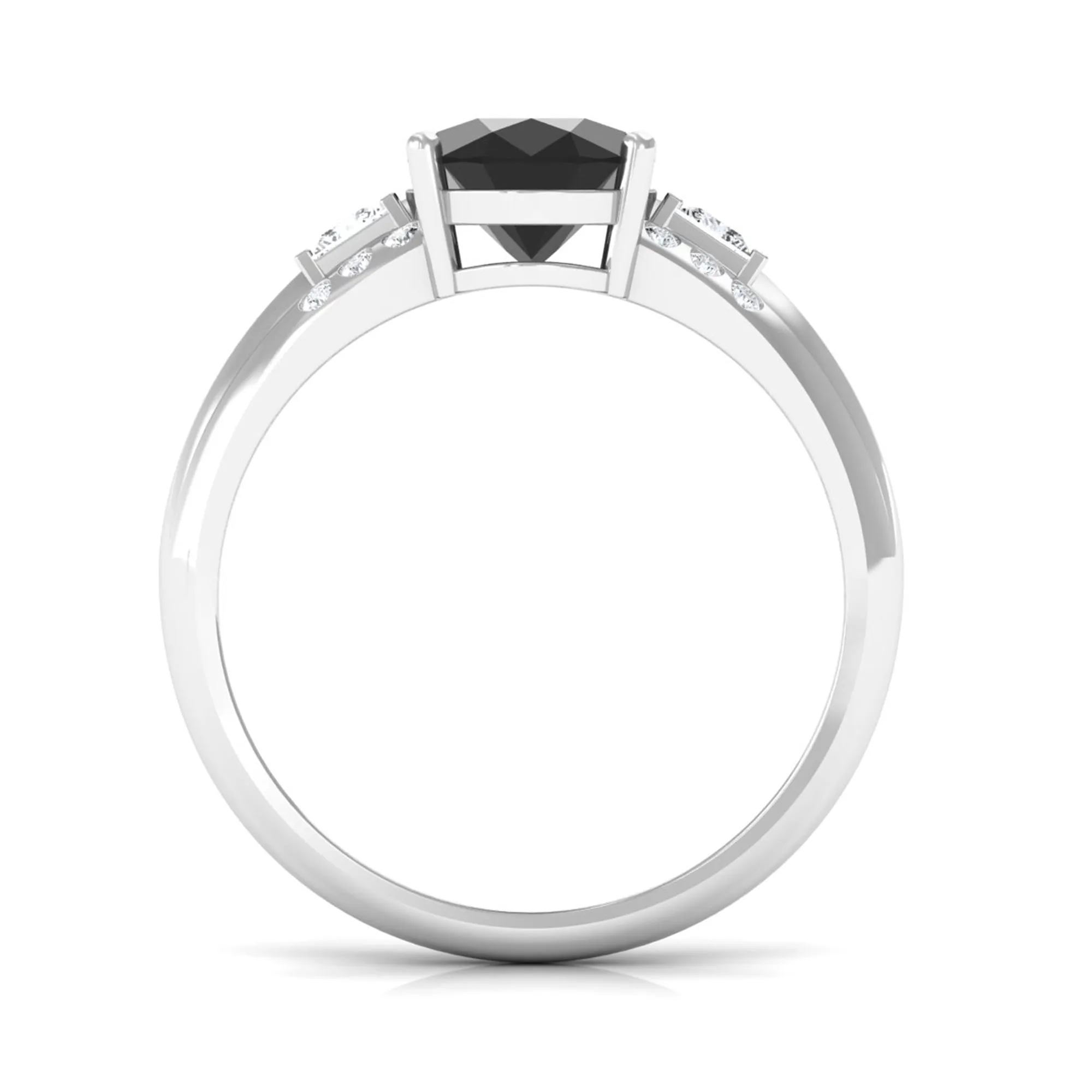 Certified Lab Grown Black Diamond Oval Engagement Ring with Diamond