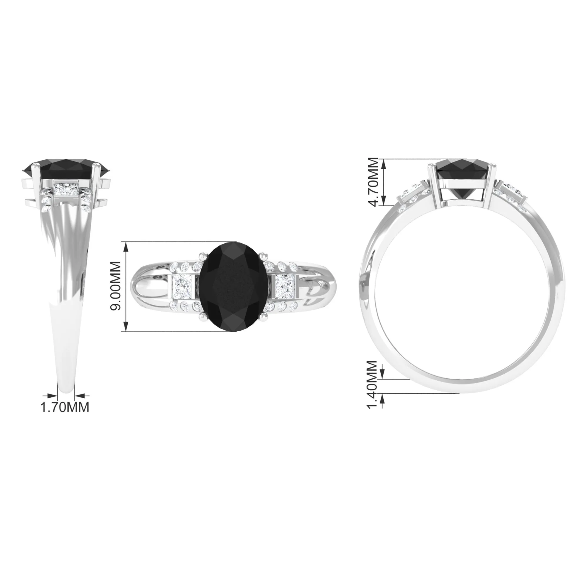 Certified Lab Grown Black Diamond Oval Engagement Ring with Diamond