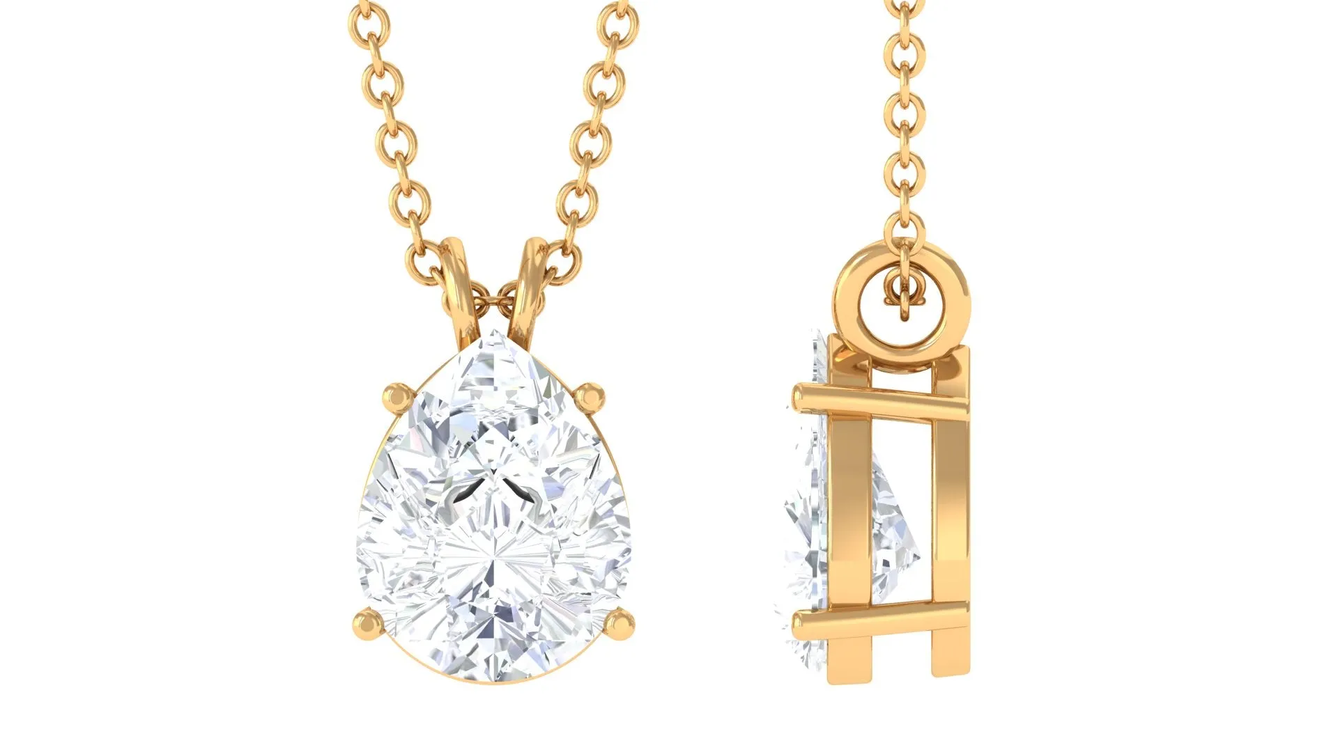 Certified Moissanite Teardrop Solitaire Pendant in Prong Setting