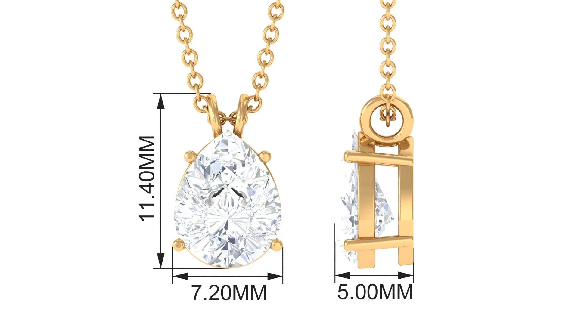 Certified Moissanite Teardrop Solitaire Pendant in Prong Setting