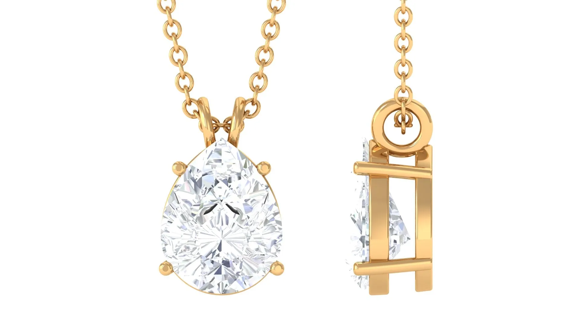 Certified Moissanite Teardrop Solitaire Pendant in Prong Setting