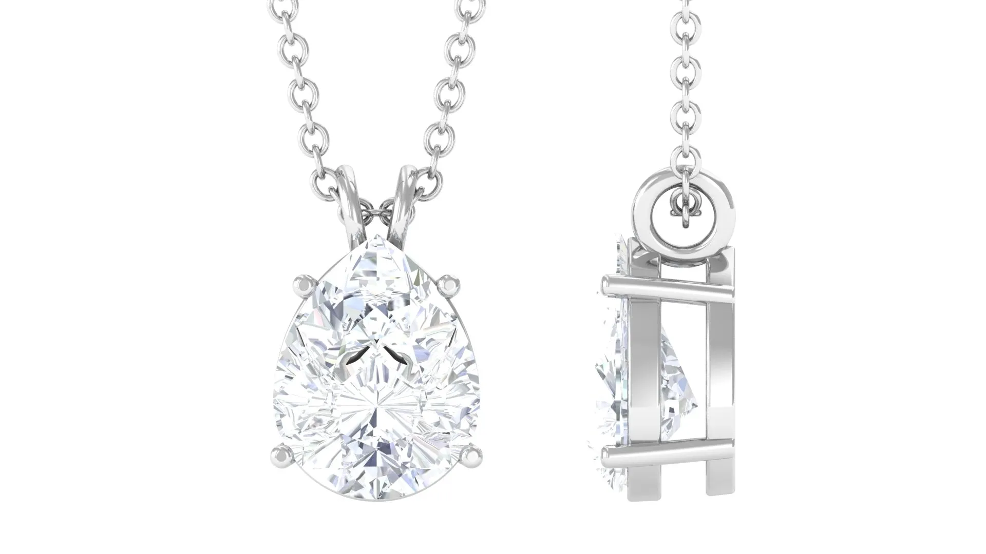 Certified Moissanite Teardrop Solitaire Pendant in Prong Setting