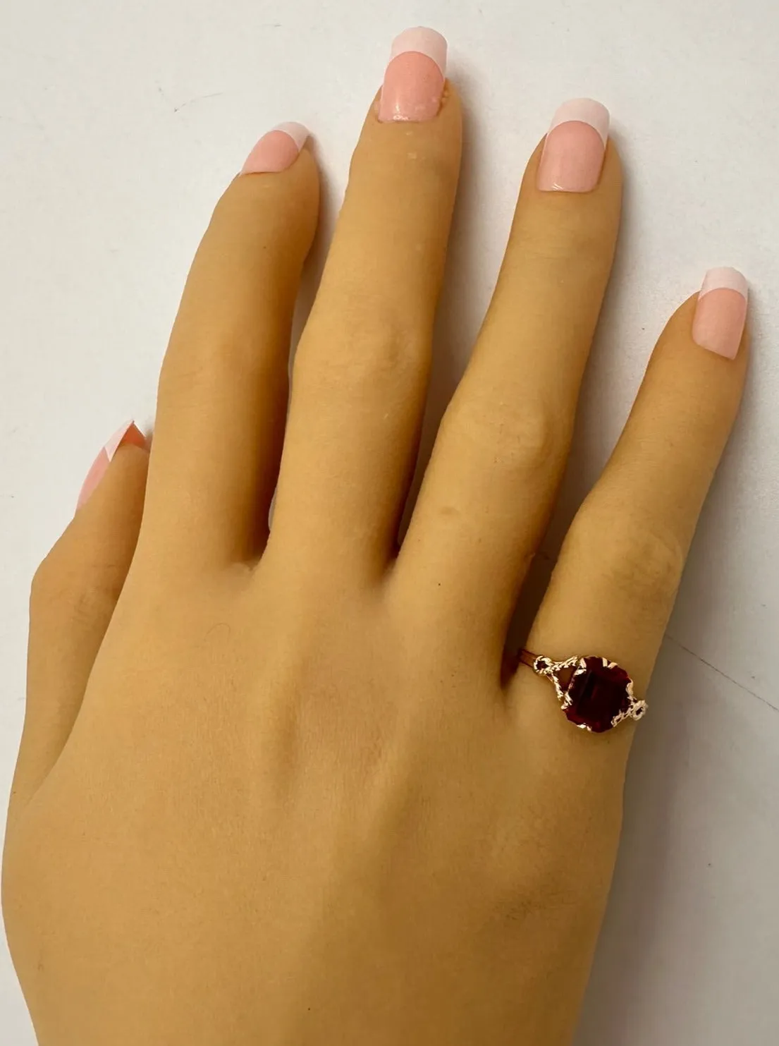 Charming 9ct Yellow Gold Synthetic Ruby Ring