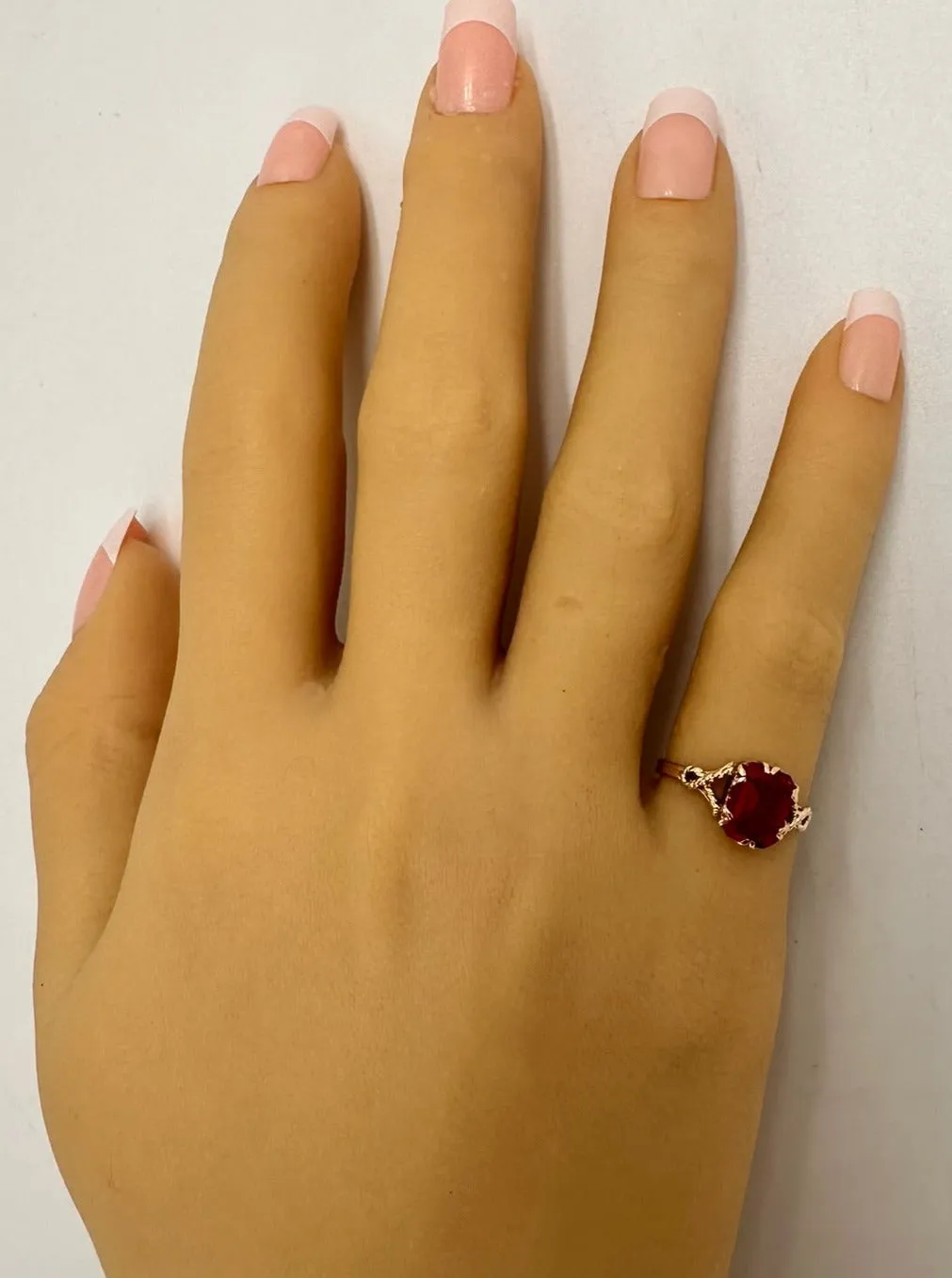 Charming 9ct Yellow Gold Synthetic Ruby Ring