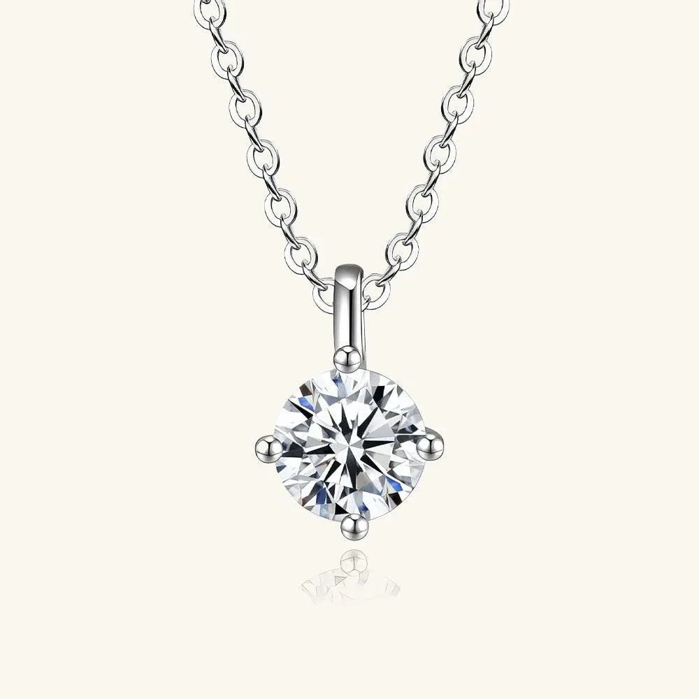 Classic Four Prong Moissanite Pendant Necklace