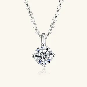 Classic Four Prong Moissanite Pendant Necklace