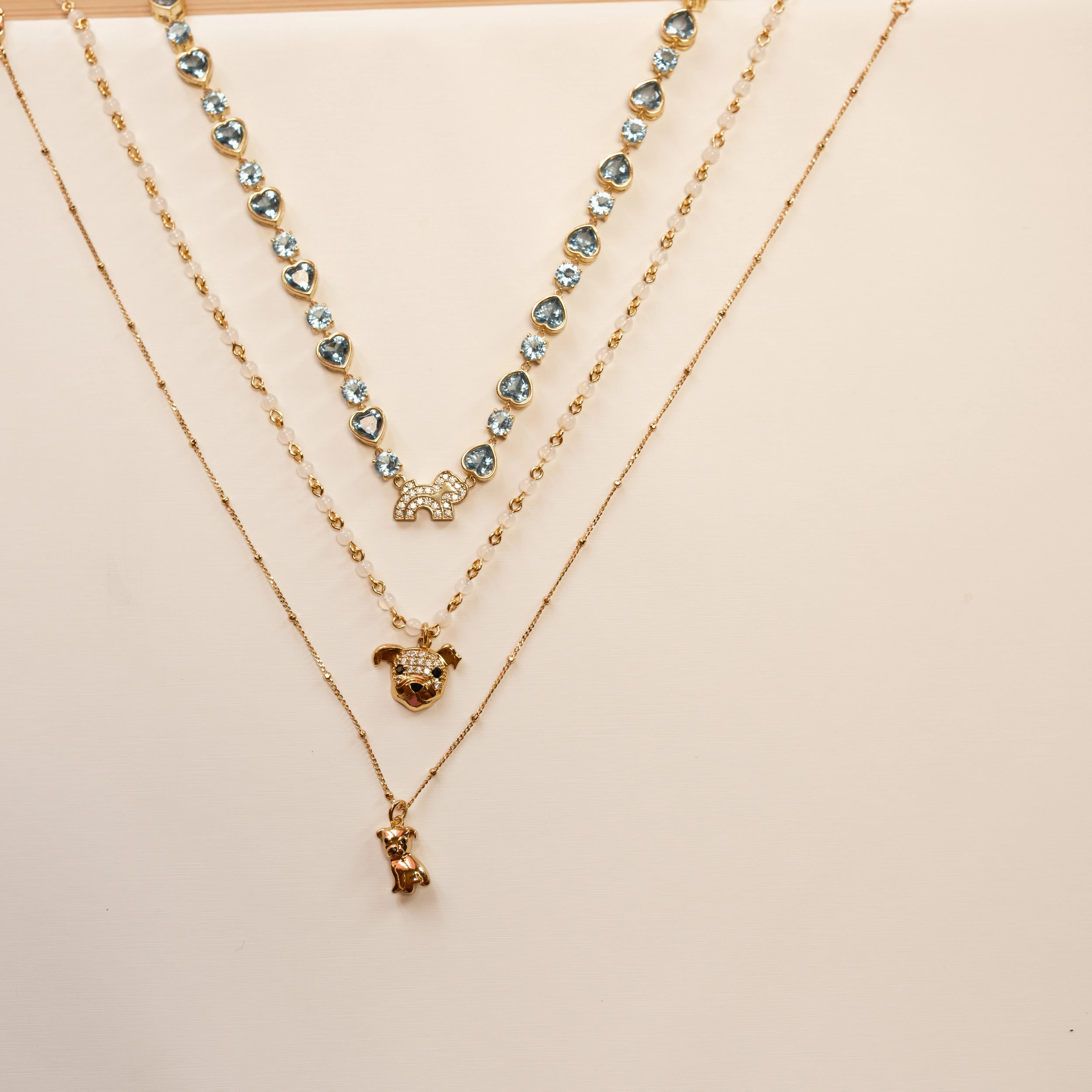 Cloud Haven Soft Hearted CZ Bulldog Necklace White