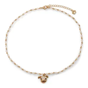 Cloud Haven Soft Hearted CZ Bulldog Necklace White