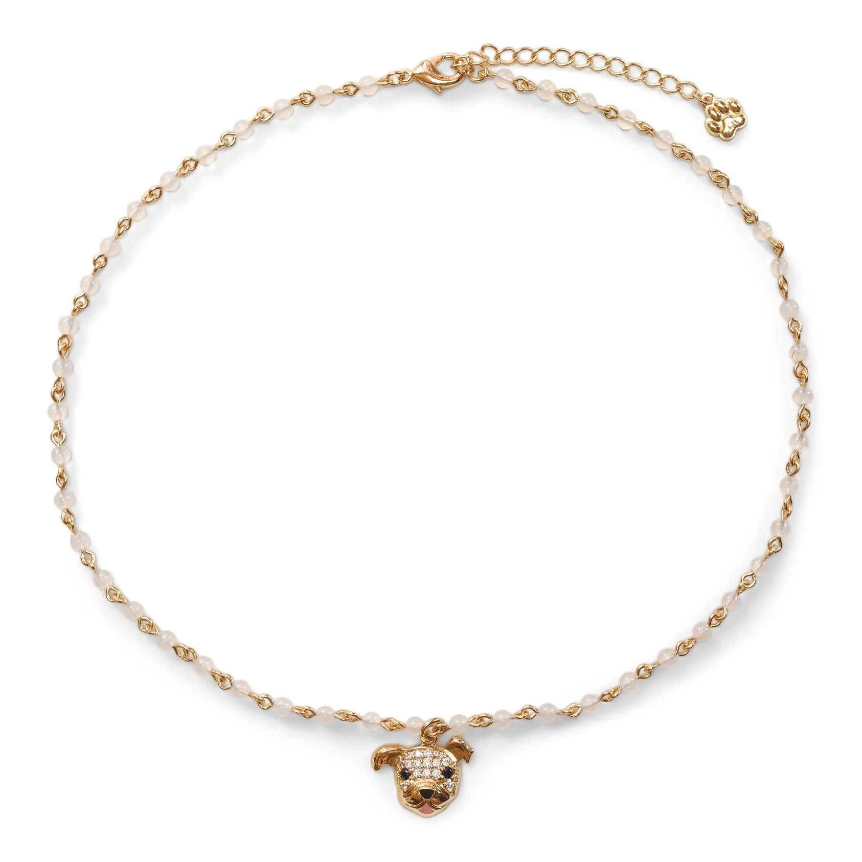 Cloud Haven Soft Hearted CZ Bulldog Necklace White